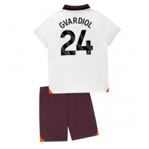 Manchester City Josko Gvardiol #24 Koszulka Wyjazdowych Dziecięca 2023-24 Krótki Rękaw (+ Krótkie spodenki)